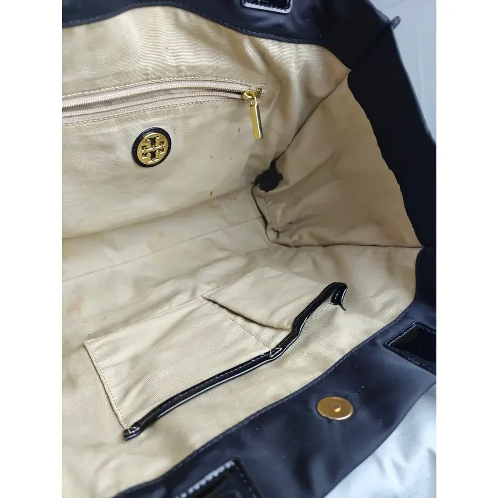Tory Burch ELLA Nylon and Patent Leather Tote PERFECT SUMMER BAG!